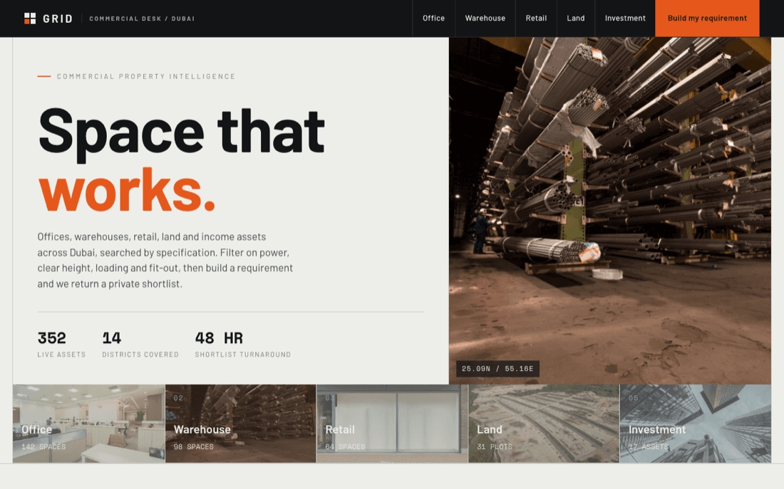 Commercial space concept website