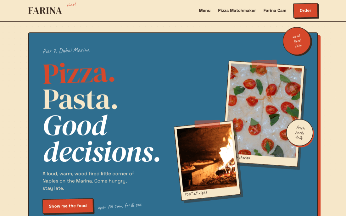 Farina concept website