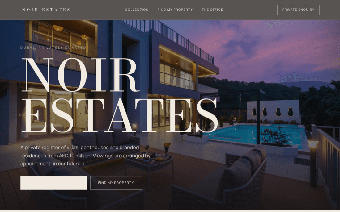 Luxury living concept website