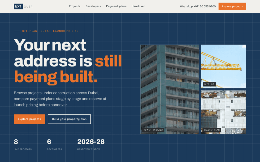 Off-plan launches concept website